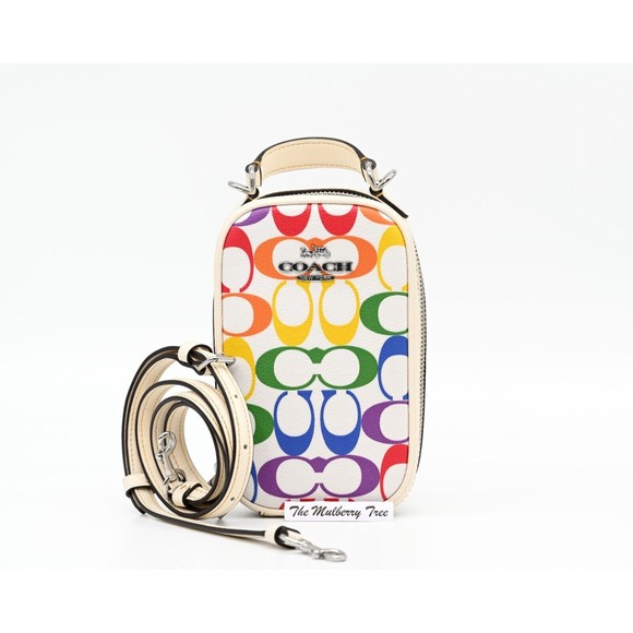 Coach Handbags - COACH EVA Phone Crossbody Rainbow Signature Chalk Canvas Pride CK189 NWT $278